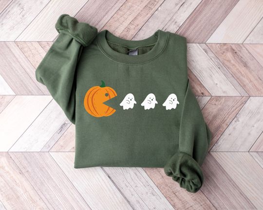 Pacman Ghost Sweatshirt, Halloween Ghost Sweatshirt, Cute Halloween Shirt,
