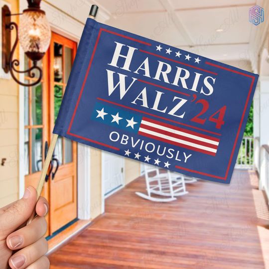 Discover Harris Walz 24 Obviously Hand Flag, Harris Walz Hand Flag, Kamala Harris 2024 Hand Flag, 2024 Campaign Election Flag, Democrat Flag
