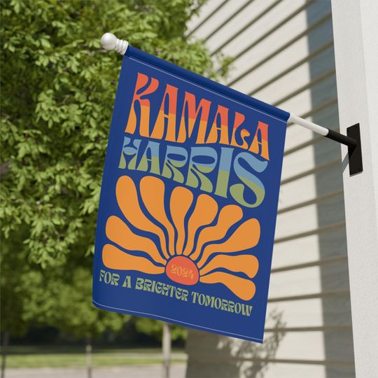 Discover Groovy Kamala Harris House Flag, Kamala Harris for a Brighter Tomorrow House Flag, Kamala Harris House Flag