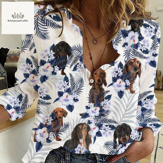 Discover Dachshund Dog Blouses Shirt, Dachshund Button Down Shirt, Women Blouses, Dachshund Blouse, Dachshund Shirt, Dachshund Lover Gift