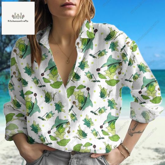 Legend Of Zelda Blouses Shirt, Zelda Korok Shirt, Korok Zelda Plant Shirt, Lineart Korok Shirt, Flora Of Hyrule Shirt, DnD Button Shirt