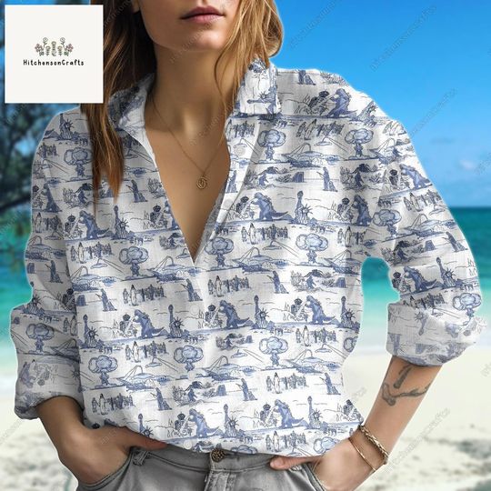 god zilla Blouses Shirt, god zilla Button Down Shirt, god zilla Women Blouses, god zilla Blouse, god zilla Shirt, god zilla Movie Lovers