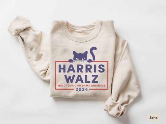 Discover Mind Your Own Damn Business Harris Walz Shirt, Kamala Tim Walz President VP 2024 US Election Sweatshirt, Democrat Crewneck Vote Blue Sweater