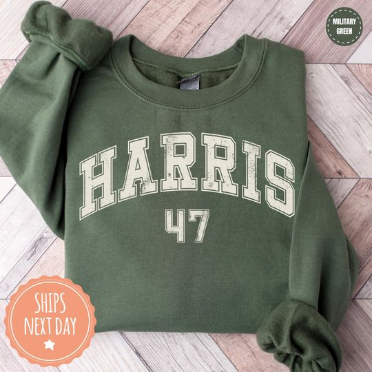 Discover Harris 47 Sweatshirt - Kamala Harris Crewneck - Harris 2024 - Presidential Election Hoodie - Democrat Sweater - Kamala For President