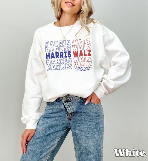 Discover Kamala Harris Walz 2024 Sweatshirt, Madam President Election Crewneck, Retro Voting Harris Walz Sweater Democrat Rally Kamala Supporter Gift