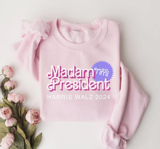 Discover Madam President Sweatshirt, President Kamala Harris 2024 Sweatshirt, Harris Walz Sweatshirt, Kamala Sweatshirt, Democrat Voting Sweatshirt