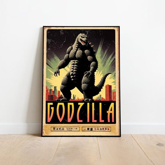Discover god zilla Poster, god zilla Print, Classic Movie Poster, Retro Movie Art, god zilla wall art