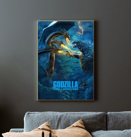 god zilla King of the Monsters (2019) god zilla Movie Poster Canvas Poster Printing Classic Movie Wall Art for Room Decor, Great gift to give