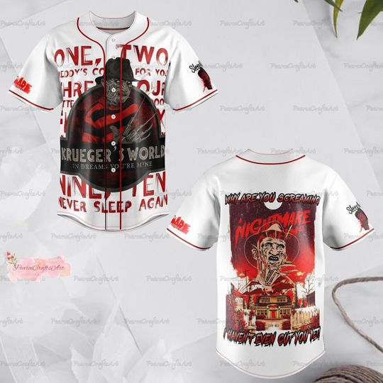 Halloween Freddy Krueger Baseball Jersey, Custom Freddy Krueger Jersey, Horror Movie Shirt, Nightmare On Elm Shirt, Scary Movie Shirt