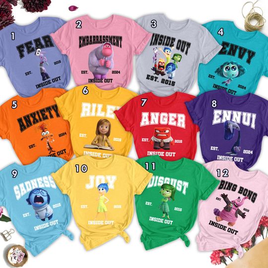 Discover Emotion Characters Matching Shirt, Inside Animated Movie Matching T-Shirt, Group Matching Tee, Family Halloween Shirt
