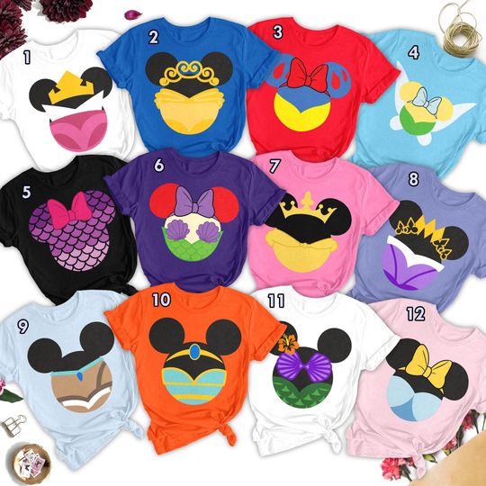 Custom Line Up Princess Mouse Ears Matching Shirt, Mouse Ears Princess Themed Shirt, Family Matching Vacation Trip, Birthday Girl Gift