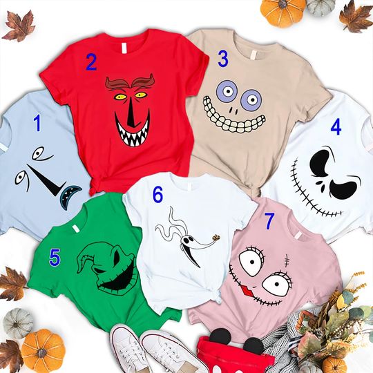 Discover Before Christmas Halloween Matching Family Shirt, Halloween Shirt, Characters Face Tee, Halloween Family Shirts, Family Party Gift