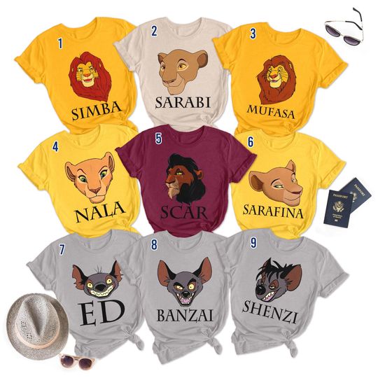 Discover Lion Animal Family Matching Shirt, Family Vacation Shirt, Family Matching T-Shirt, Movie Characters Inspired Tee, Family Trip Shirt