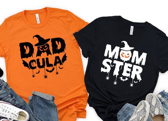 Discover Matching Halloween Family shirts, Momster and Dadcula  Matching Halloween Shirts, Halloween Family Shirts, Family Halloween Outfit Costume