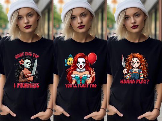 Discover Disney Princess Killers Halloween Shirt, Horror Movie Characters Halloween Shirt, Girls Matching Murders Group Tees, Princess Murders Shirts