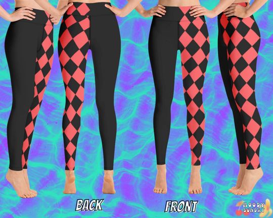 Discover HARLEY QUINN inspired Yoga Leggings COSPLAY Costume Harley inspired tights villain Alt Alternative Active wear, Red and Black outfit
