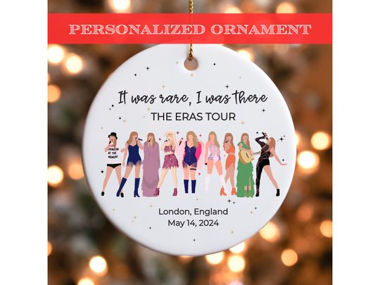 Discover Eras Tour Christmas Ornament, It Was Rare I Was There, TS Inspired Concert Keepsake, taylor version Christmas Ornament, Personalized Swiftmas Gift