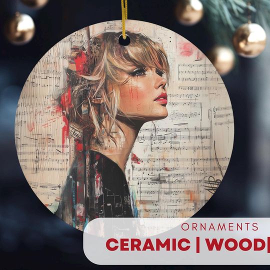 Discover Taylor Ornament, Artistic ornament for Taylor fans, Swift music collage art ornament for Christmas decoration