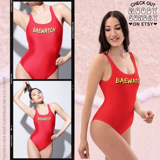 Discover BAEWATCH BAE WATCH One-Piece Swimsuit Bay Watch Baywatch Bathing suit SwimWear Beachwear Pool 80s 90s nostalgia