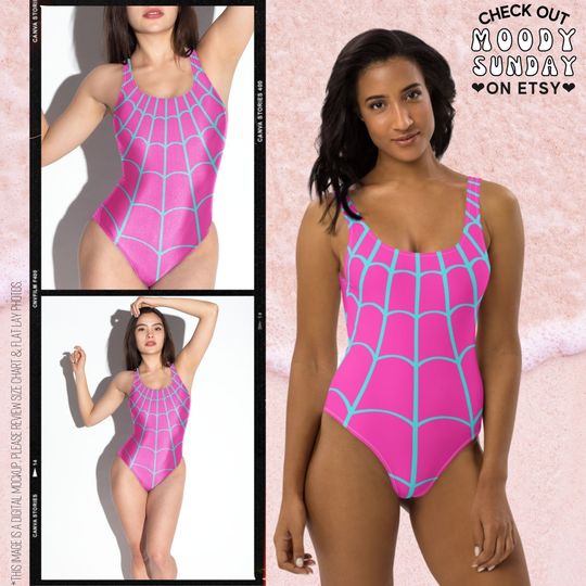 SPIDER GWEN STACY Inspired Spider Girl One-Piece Swimsuit Cosplay Spidergwen Beach Pool wear Alt Indie Bikini