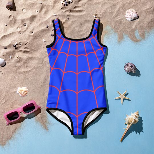 SPIDER WEB girls SWIMSUIT Kids Swimsuit Spider Girl Blue One-Piece Swimsuit Spidergwen Gwen Beach Pool Party superhero swimsuit, kid costume