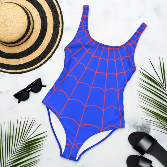 Discover SPIDER WEB SWIMSUIT, One-Piece Swimsuit Red and Blue Spider Dude Spider Girl Swimsuit Cosplay Spidergwen Beach Pool wear Alt Indie Bikini