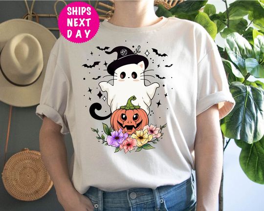 Discover Cat Ghost Halloween Sweatshirt , Halloween Ghost Cats, Spooky Season Sweatshirt