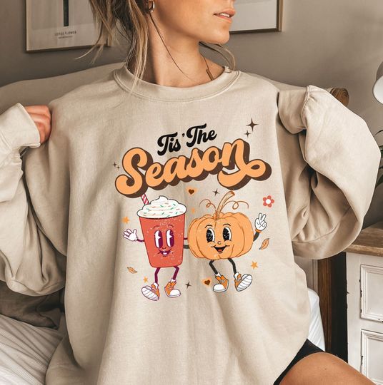 Discover Tis The Season Sweatshirt, Vintage Sweatshirt, Fall Sweatshirt, Halloween Sweatshirt