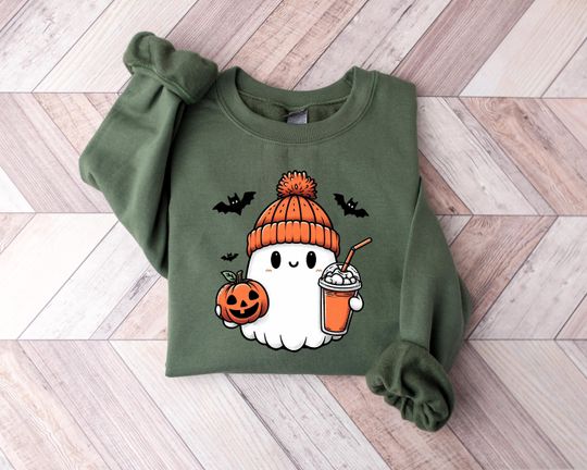Discover Cute Ghost Sweatshirt, Funny Spooky Sweatshirt, Womens Ghost Sweatshirt
