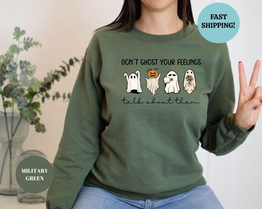 Discover Mental Health Halloween Sweatshirt, Don't Ghost Your Feelings Sweatshirt