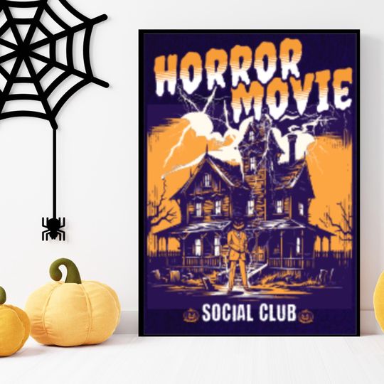 Horror Movie Art Print, Haunted House, Halloween Art Print, Halloween Decor, Spooky Movie Poster, Vintage Horror, Vintage Poster Halloween