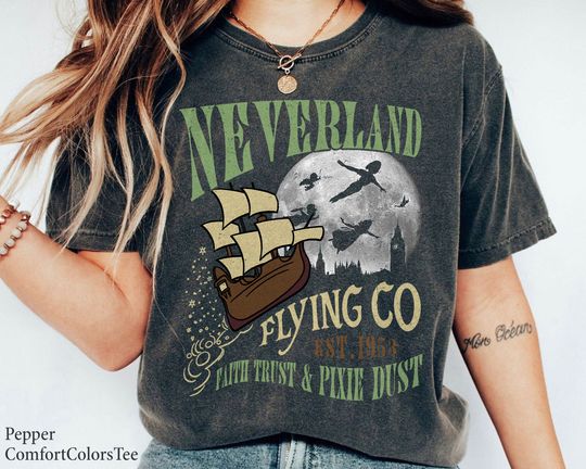 Discover Retro Peter Pan Neverland Flying Co Faith Trust & Pixie Dust Est 1953 Shirt Walt Disney World Shirt Gift Ideas Men Women