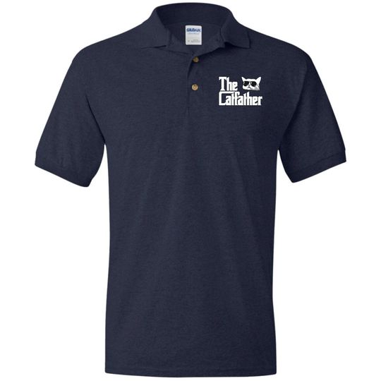 Discover The Catfather Polo Shirt for Men Funny Cat Dad Fathers Day Gift Idea for Husband Boyfriend Son Grandpa Cat Lover Owner Man