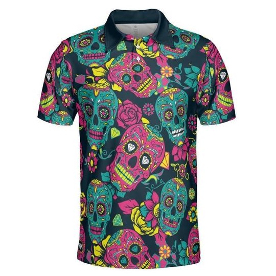 Discover Colorful Day Of The Dead Polo Shirt