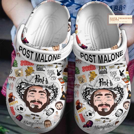 Post Malone Clogs, Posty Rapper Men Sandals, Malone Country Concert Shoes, Western Malone Summer Sandals, Concert 2024 Men Shoes