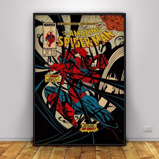 Discover Spiderman Comic Book Covers Poster | Wall Art | Wall Prints | Home Decor | Kraft Paper Print | Gift Poster | Movie Poster