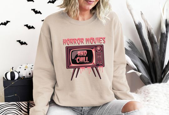 Discover Horror Movies And Chill Sweatshirt, Horror Movie Sweatshirt, Halloween Shirt