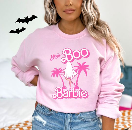 Discover Mali-BOO Barbi Halloween Sweatshirt Malibu Barbi Pink Sweatshirt