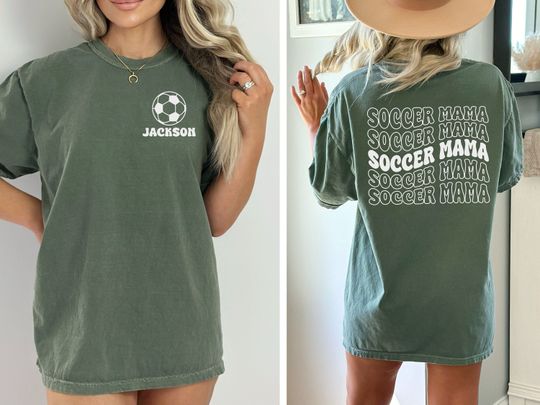 Custom Soccer Mama Shirt, Comfort Colors Soccer T-shirt, Personalized Soccer Mama Shirt, Soccer Mom Gifts, Game Day Tee