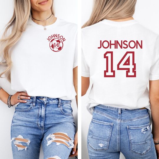Custom Soccer Mom Shirt, Personalized Soccer TShirt, Game Day Soccer Mama Graphic Tee, Custom Name and Number Soccer Fan Shirt, Soccer Team