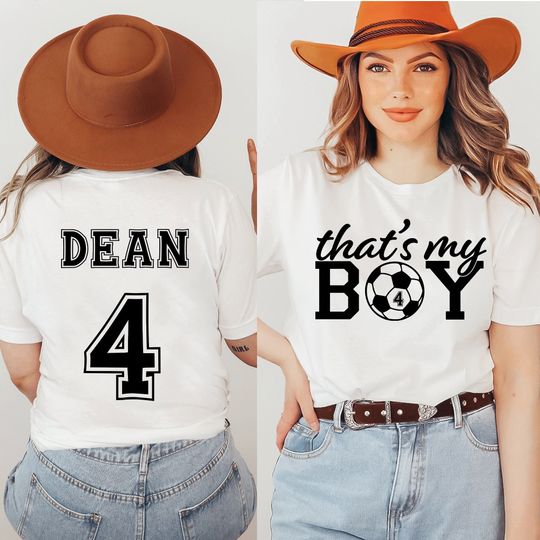 Discover That's My Boy Soccer Shirt, Custom Name and Number Two Side Soccer Shirt, Game Day, Custom Soccer Shirt, Soccer Fan Shirt, Soccer Mom Shirt