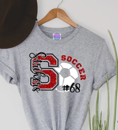 Discover Custom Glitter Soccer T-Shirts - Name & Big Baseball Numbers - School Spirit Pride - Mom School Sports Team