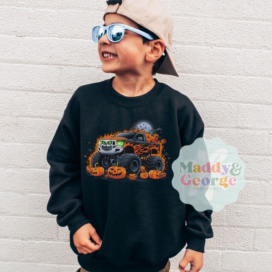 Discover Monster Truck Halloween  Shirt, Boy's Monster Truck  , Toddler Halloween Sweatshirt