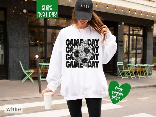 Faux Sequin Soccer Game Day Sweatshirt, Express Shipping, Soccer Shirt,  Soccer Mom Shirt, Soccer Sister Shirt, Cute Soccer Shirt for Women