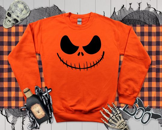 Discover Scary Halloween Sweatshirt, Funny Spooky Face Jumper Kids Unisex, Fall Sweatshirt