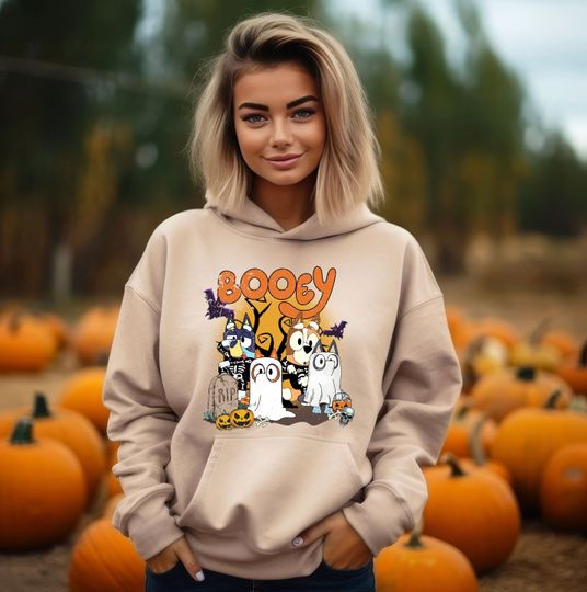 Retro BlueyDad Halloween Hoodie, Spooky Season Hoodie, Booey Funny Halloween Hoodie, Halloween Gift, Witchy Bats Hoodie, Spooky Vibes Hoodie