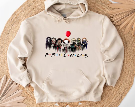 Discover Horror Characters Friends Hoodie, Movie Characters Hoodie, Halloween Horror Characters Hoodie, Friends Halloween Hoodie, Friends Gift