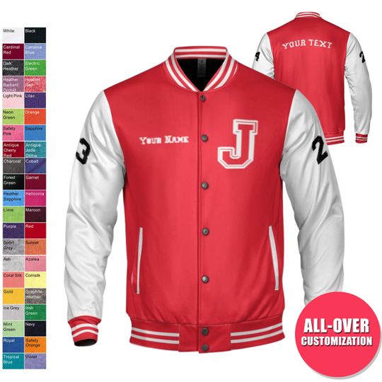 Discover Custom Varsity Jacket - All-Season Light Weight, Adult Unisex Bomber jacket,Bomber,Varsity,Coat,Customized jacket,Wedding,Bride jacket,Team,