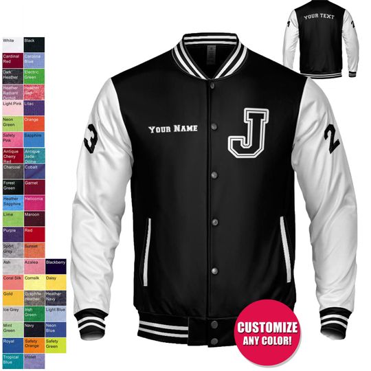 Discover Custom Varsity Jacket - All-Season Light Weight, Adult Unisex Bomber jacket,Bomber,Varsity,Coat,Customized jacket,Wedding,Bride jacket,Team,