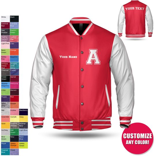 Custom Varsity Jacket - Adult Unisex Bomber jacket,Bomber,Varsity,Vintage,Coat,Customized jacket,Wedding,Bride jacket,Team,